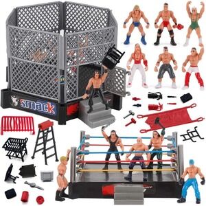 ToyVelt Ring Playset with 32-Piece 2" Wrestling Action Figures for Boys 8-12 ...